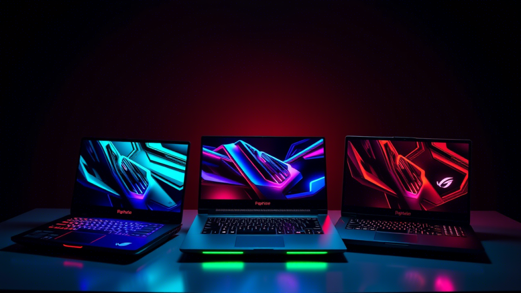 Hero shot of the top 3 gaming laptops from the list arranged artistically with dramatic lighting, showcasing their premium design and build quality as the perfect conclusion to the comprehensive guide